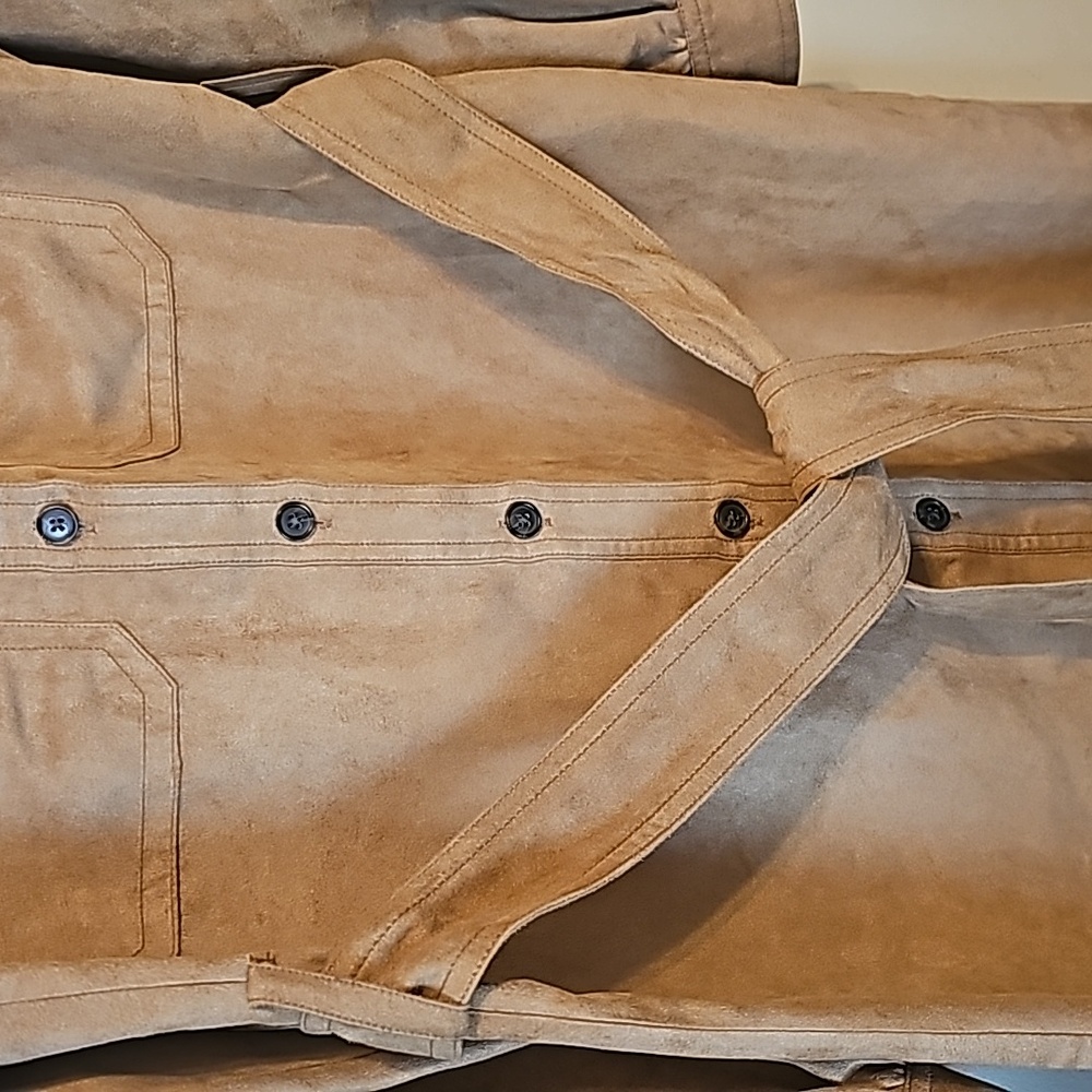 Banana Republic Long-Sleeves Suede Trench Dress Size S Tan - Picture 7 of 15